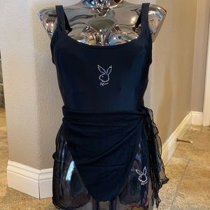 New! Vintage! RARE NWT PLAYBOY 🐰 LIMITED EDITION BLACK ONE PIECE + WRAP